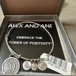 Alex and Ani Rafaelian Silver-Tone Initial "D”Expandable Bangle Bracelet, 2.5"